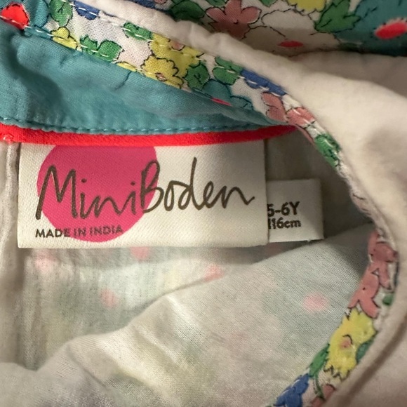 Mini boden collar smocked 100% cotton dress retro vibe size 5-6 girls - Picture 4 of 5